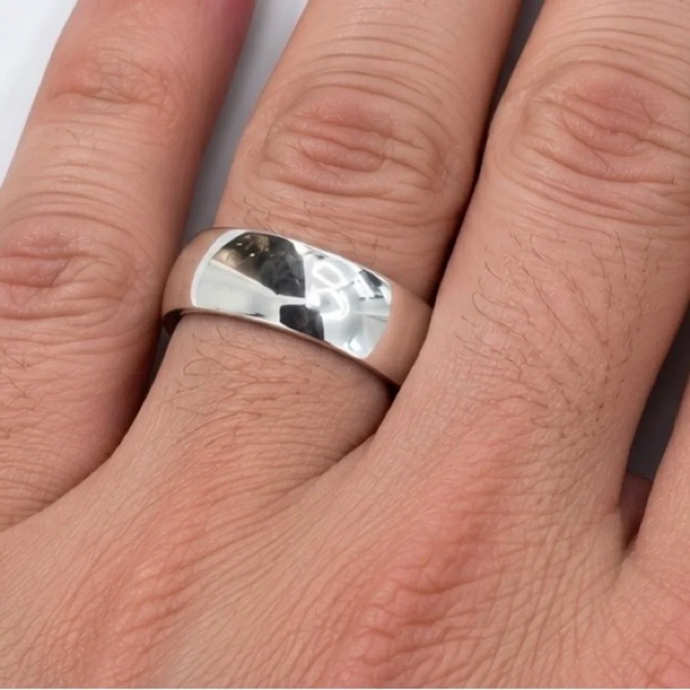 925 Sterling Silver Classic Men's Silver Band Ring Size 9 - Picture 4 of 15